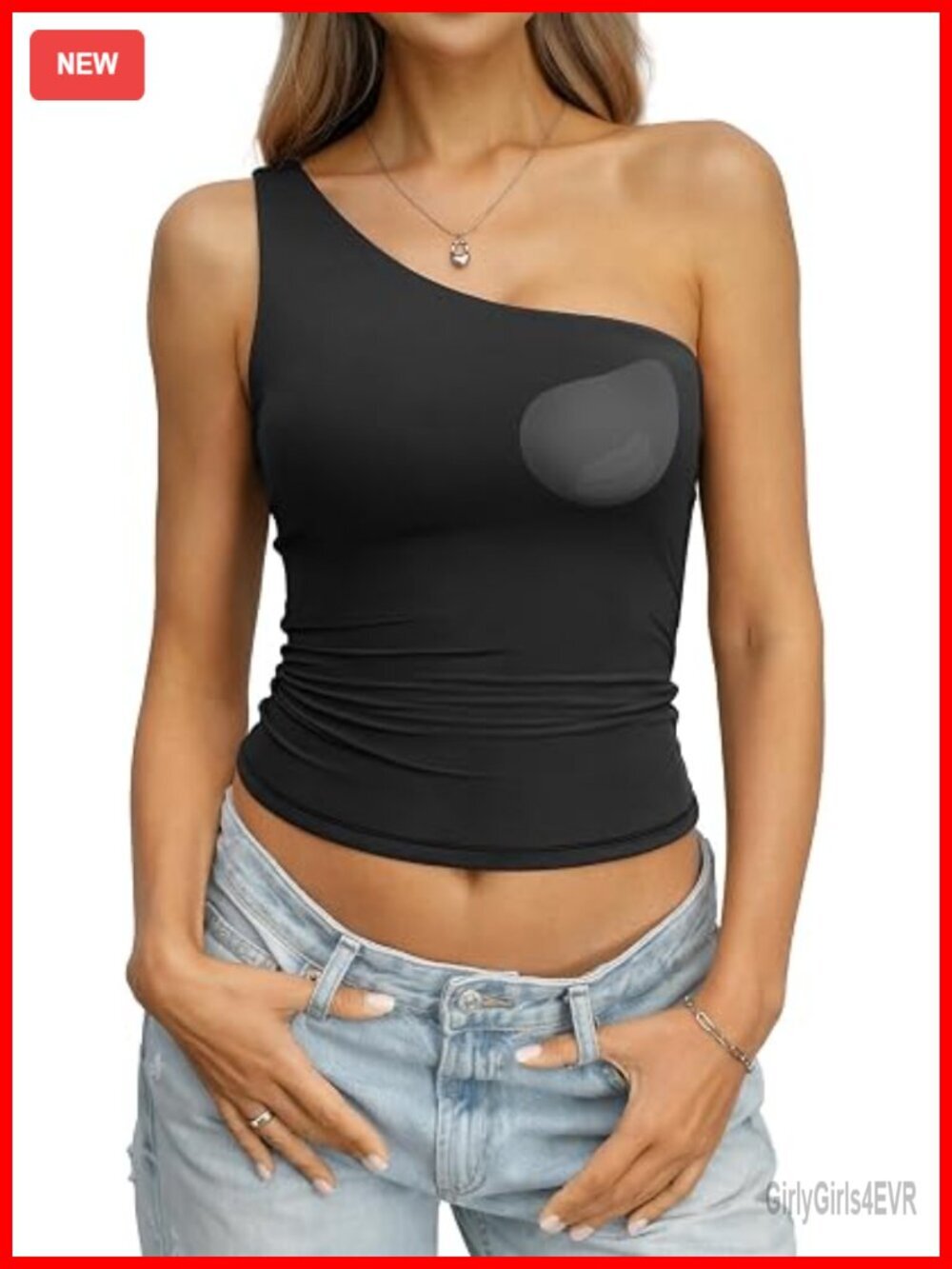 Padded Double Lined Tank Top One Shoulder Built in Bra Crop Top Y2K Going Out